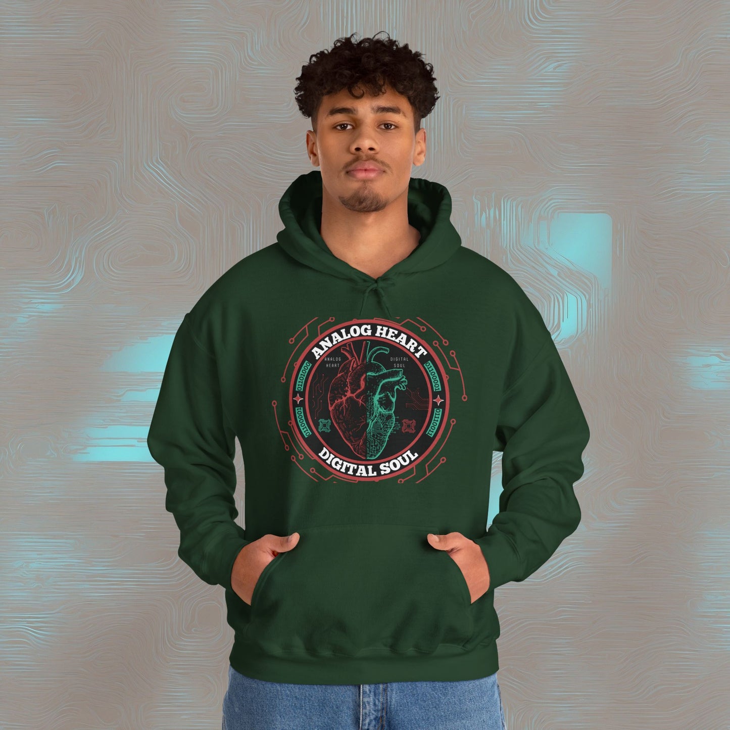 "Analog Heart, Digital Soul" Hoodie. Where retro pulses meet digital beats.