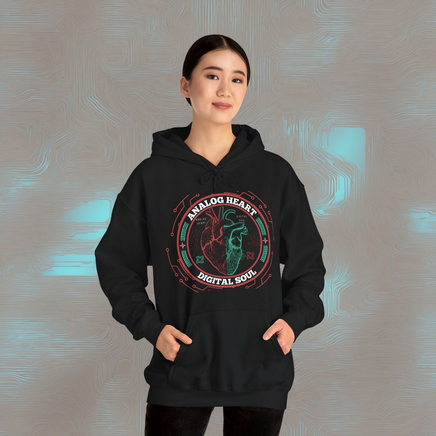 "Analog Heart, Digital Soul" Hoodie. Where retro pulses meet digital beats.