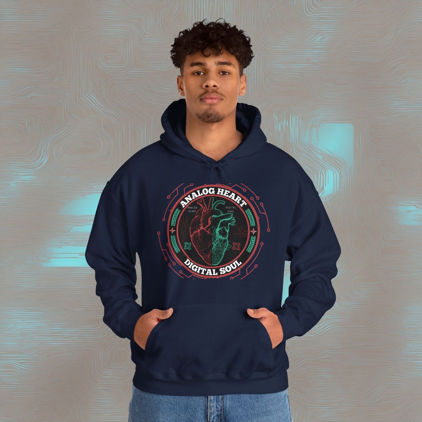 "Analog Heart, Digital Soul" Hoodie. Where retro pulses meet digital beats.