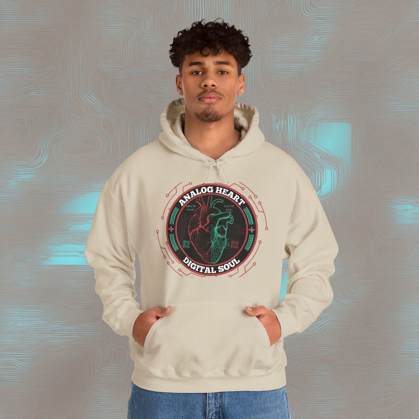 "Analog Heart, Digital Soul" Hoodie. Where retro pulses meet digital beats.