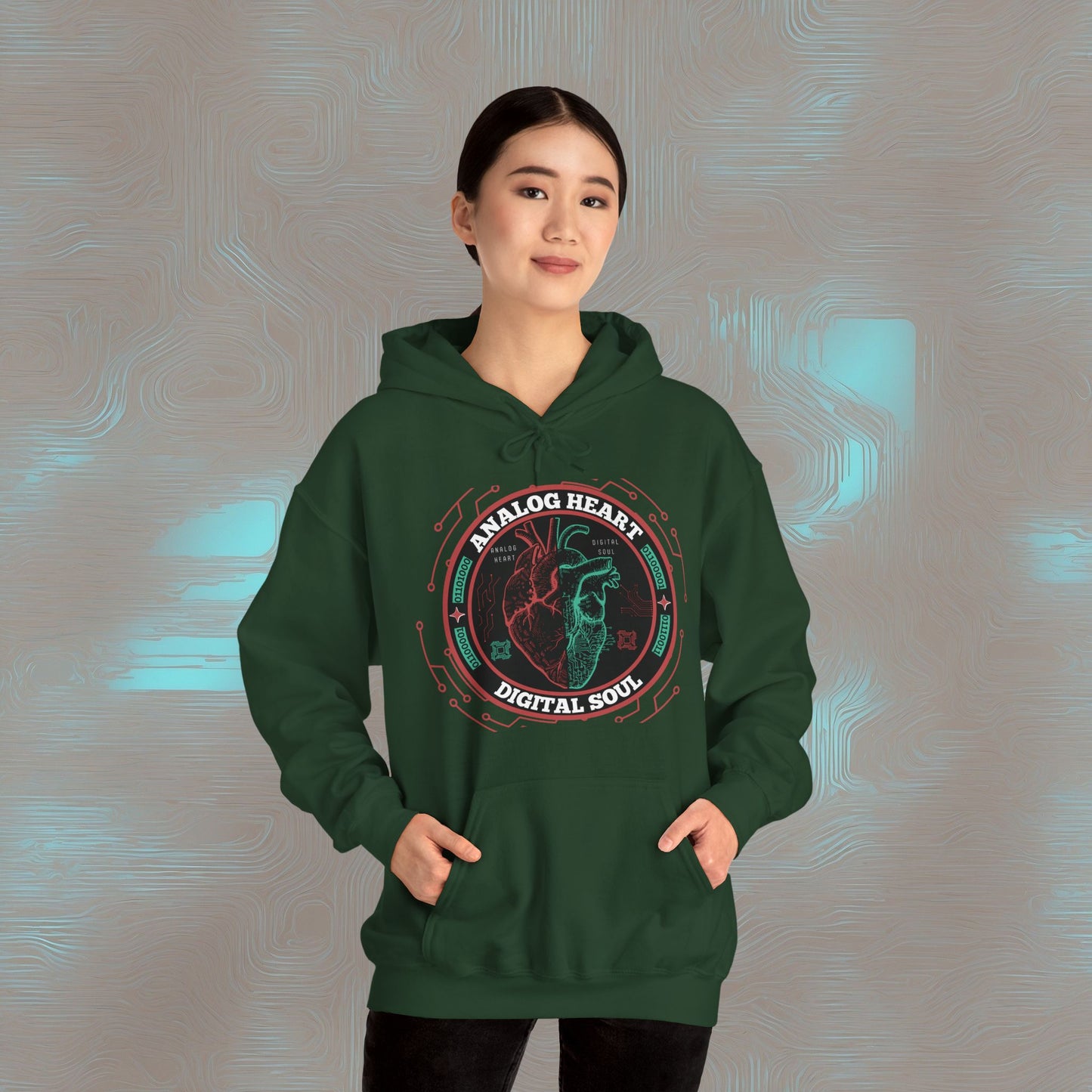 "Analog Heart, Digital Soul" Hoodie. Where retro pulses meet digital beats.