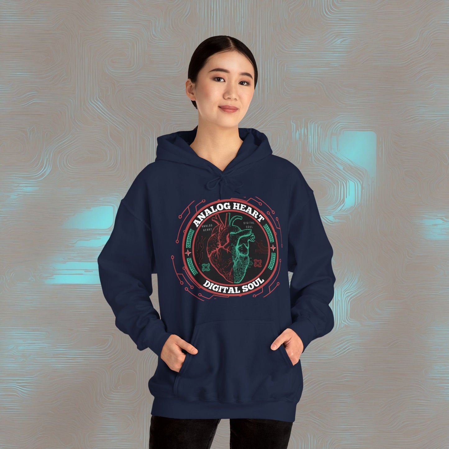 "Analog Heart, Digital Soul" Hoodie. Where retro pulses meet digital beats.