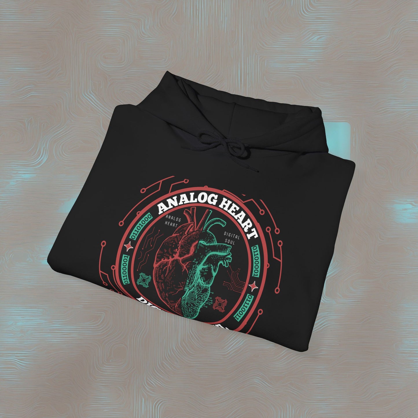 "Analog Heart, Digital Soul" Hoodie. Where retro pulses meet digital beats.