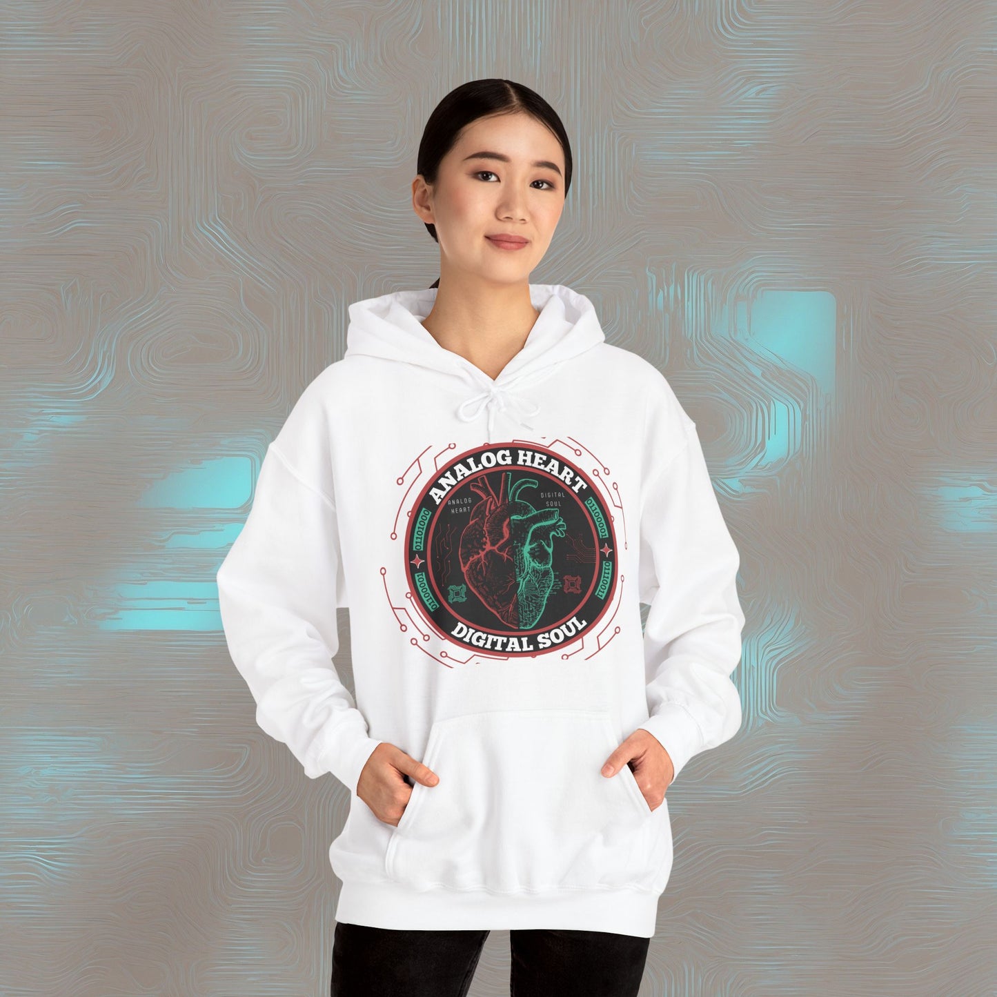 "Analog Heart, Digital Soul" Hoodie. Where retro pulses meet digital beats.