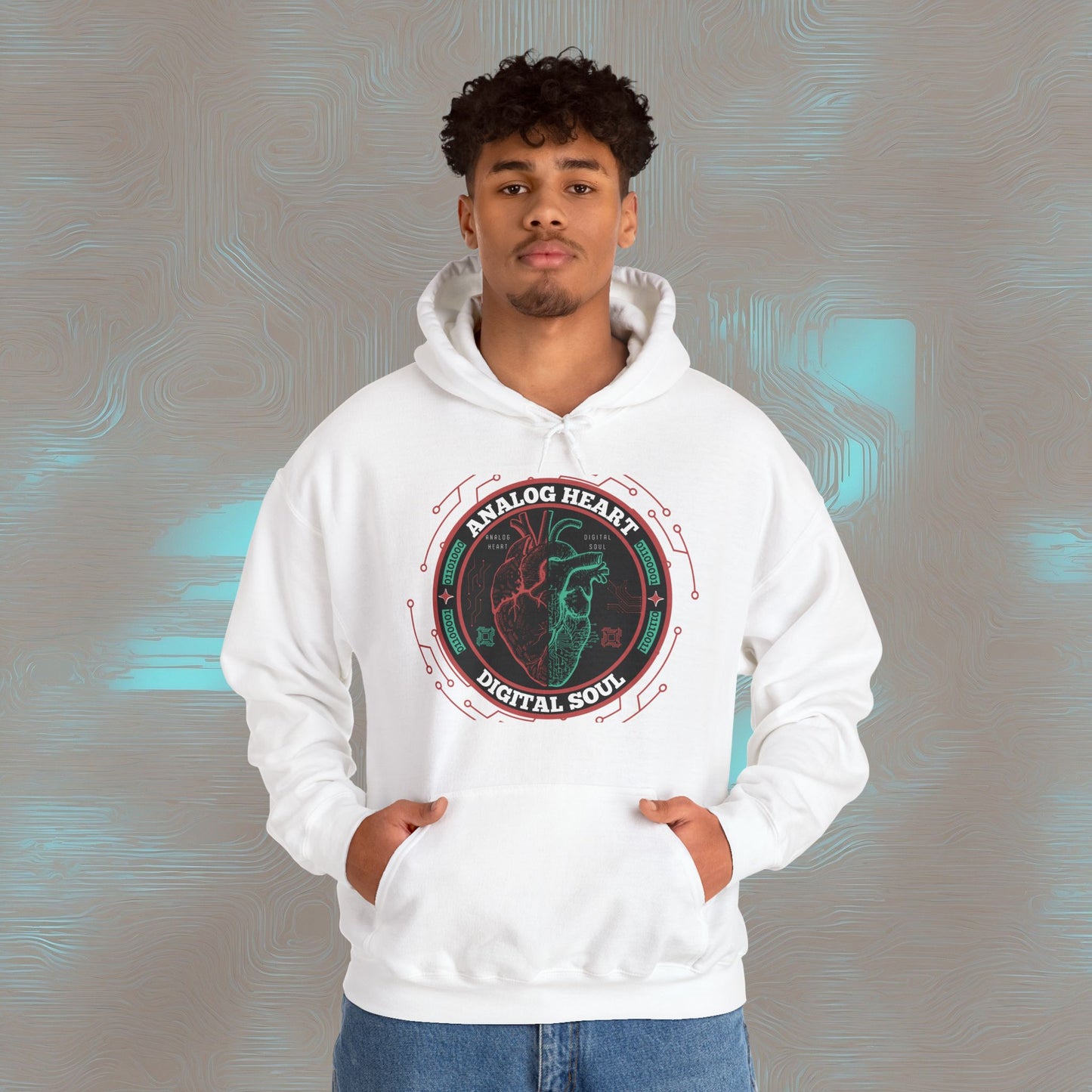 "Analog Heart, Digital Soul" Hoodie. Where retro pulses meet digital beats.