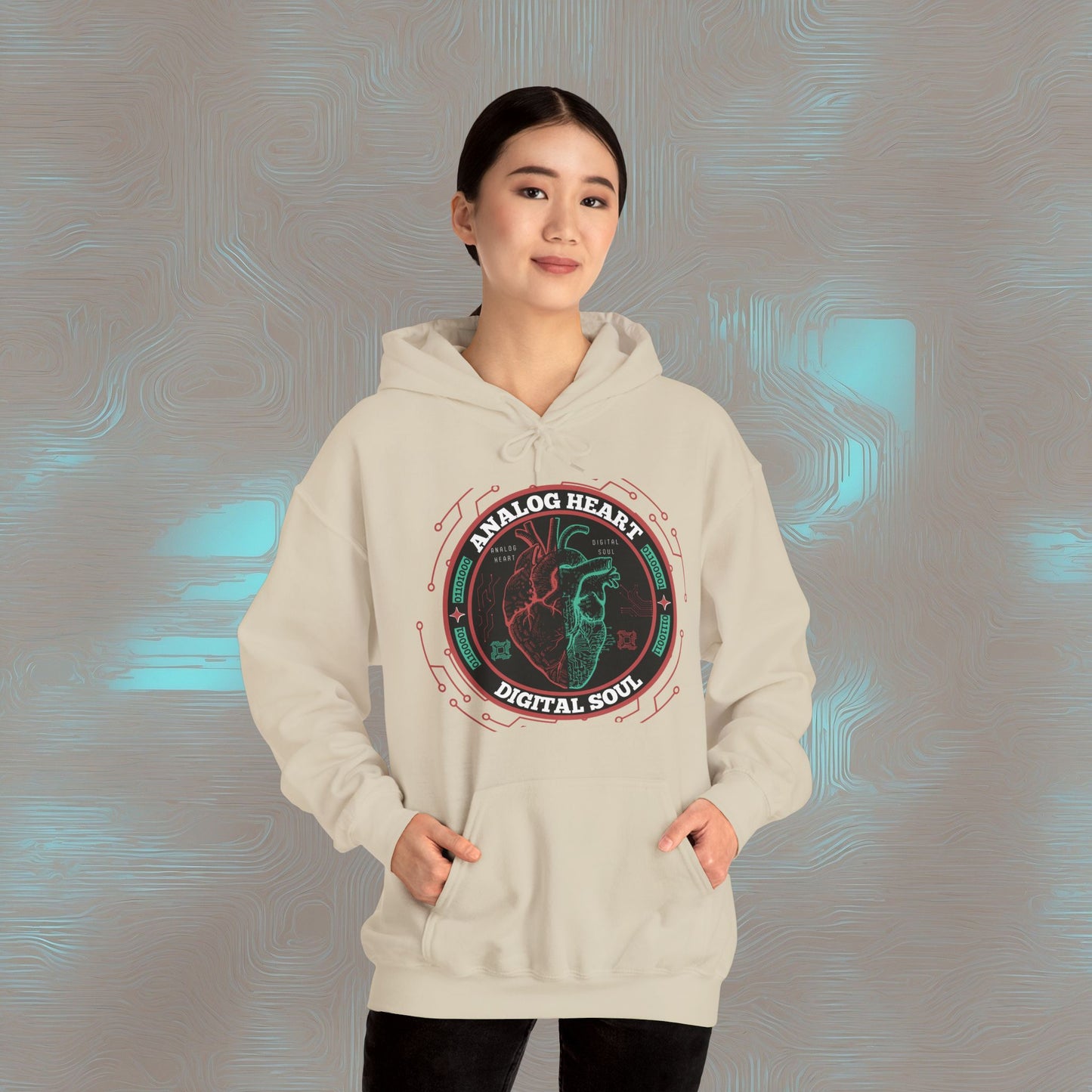 "Analog Heart, Digital Soul" Hoodie. Where retro pulses meet digital beats.