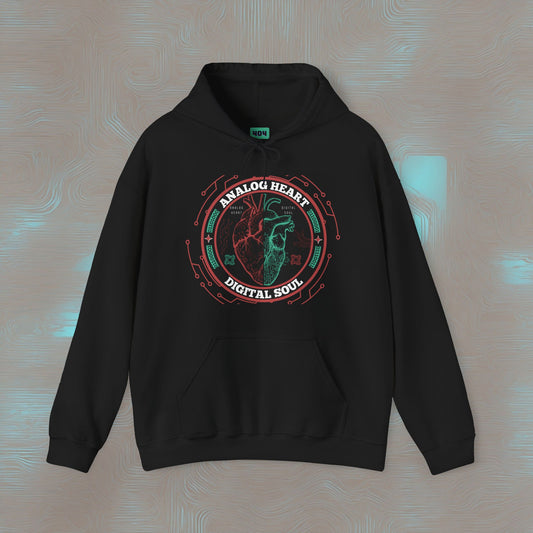 "Analog Heart, Digital Soul" Hoodie. Where retro pulses meet digital beats.